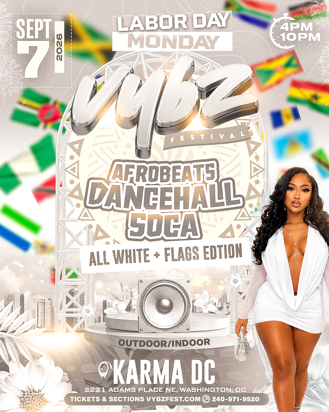 VYBZ FESTIVAL (AFROBEATS VS DANCEHALL VS SOCA) ALL WHITE + FLAGS