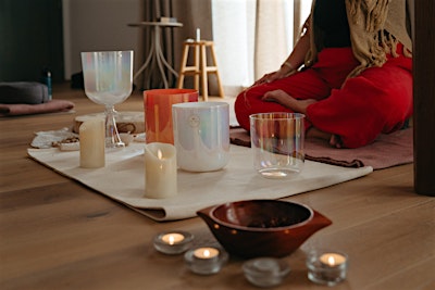 Sound bath with crystal bowls