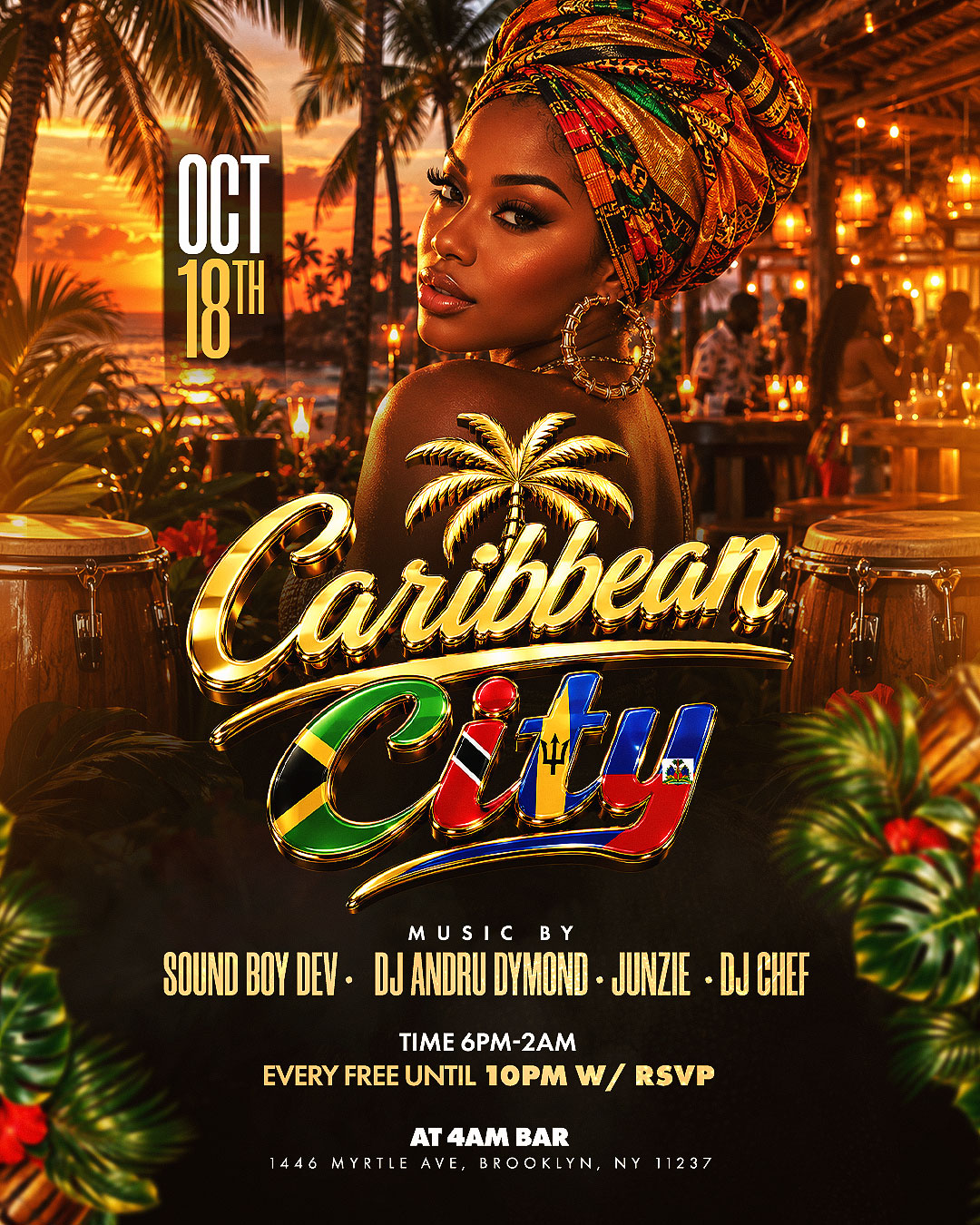 Caribbean City at 4AM Bar Everyone FREE w/RSVP Every Sunday