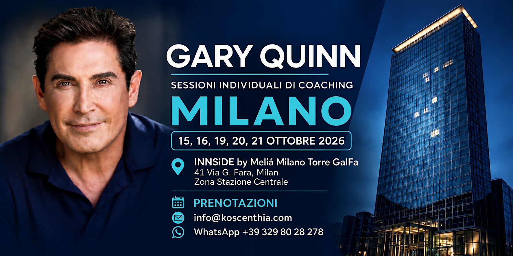 GARY QUINN – Sessioni individuali di coaching | Milano, 15–21 ottobre
