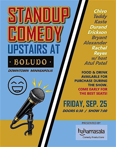 Standup Comedy Showcase Upstairs at Boludo in Downtown Minneapolis
