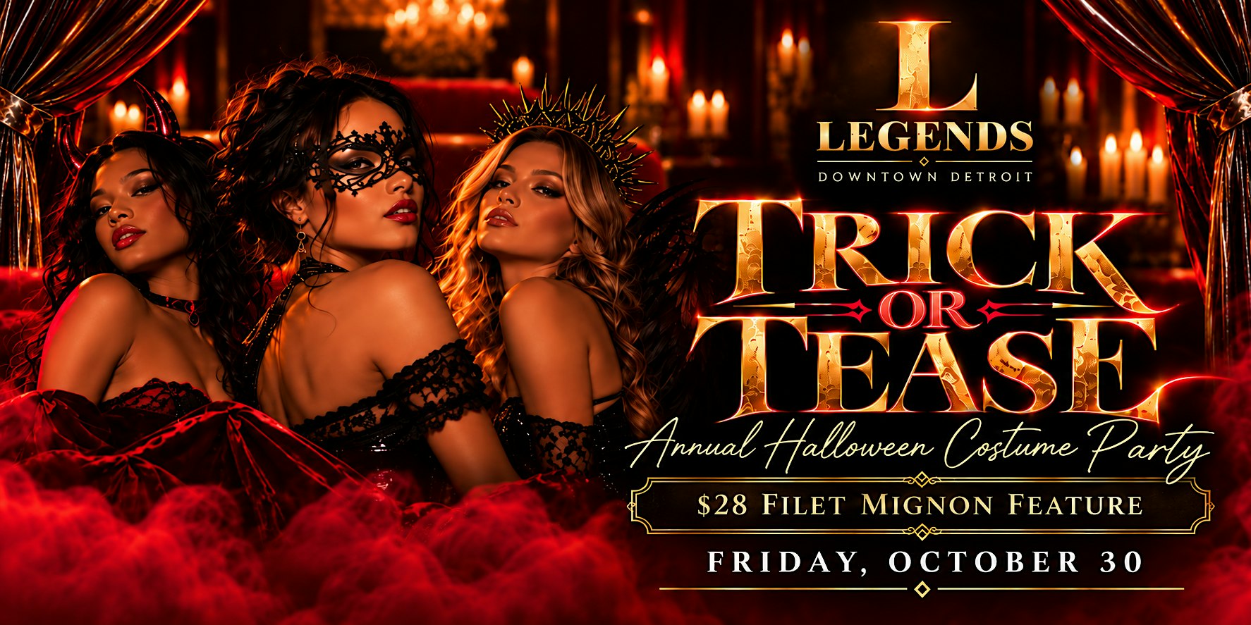 Trick or Tease: Annual Halloween Costume Party at Legends Detroit