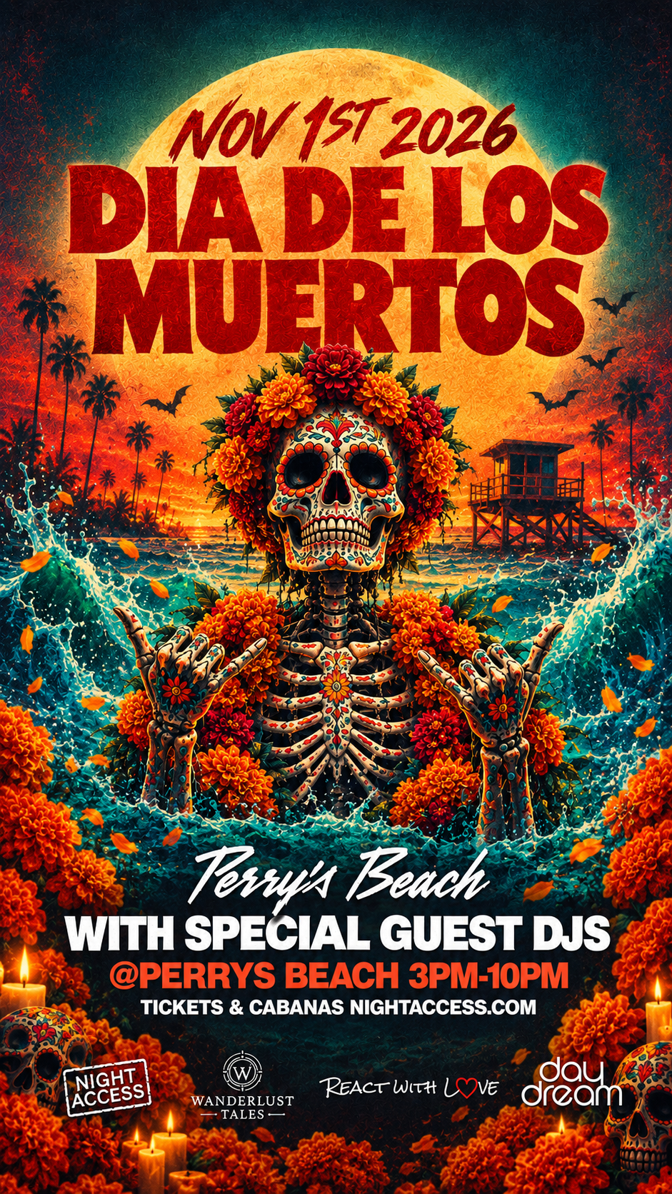  Dia De Los Muertos @ Perry’s Beach Club • Santa Monica Beach Sun, Nov 1st