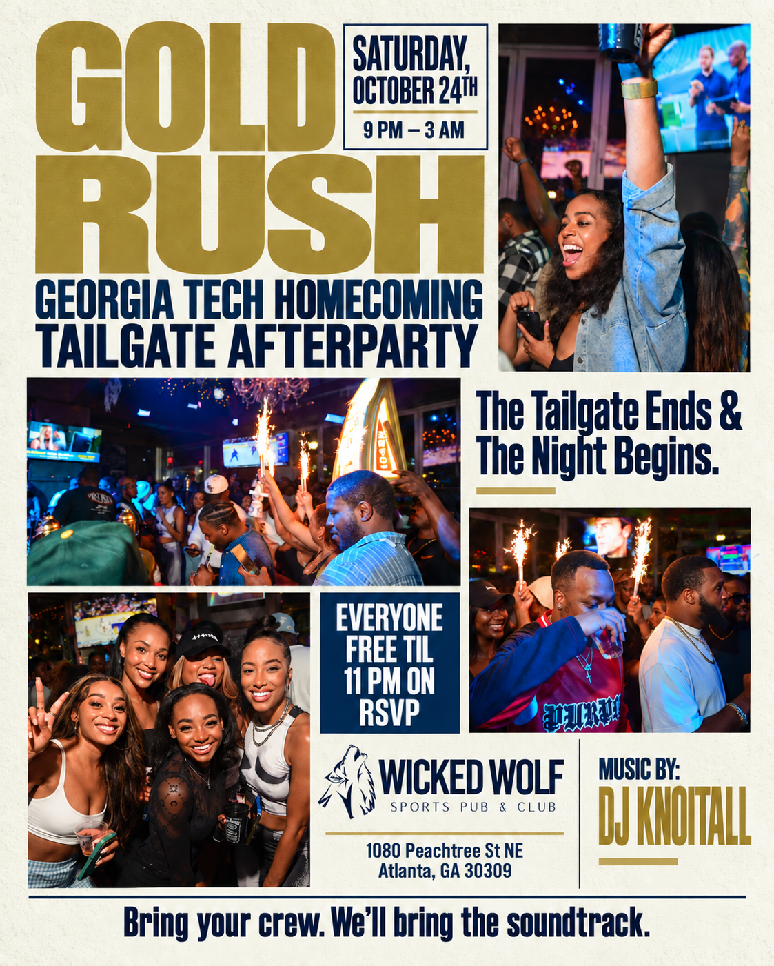 🐝🥂 GOLD RUSH Georgia Tech Homecoming  Tailgate Afterparty