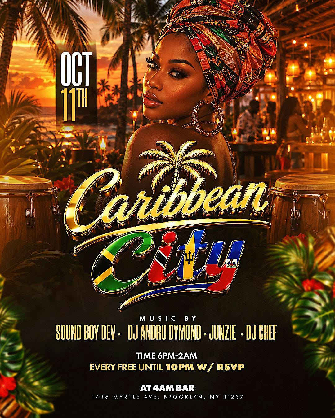 Caribbean City at 4AM Bar Everyone FREE w/RSVP Every Sunday