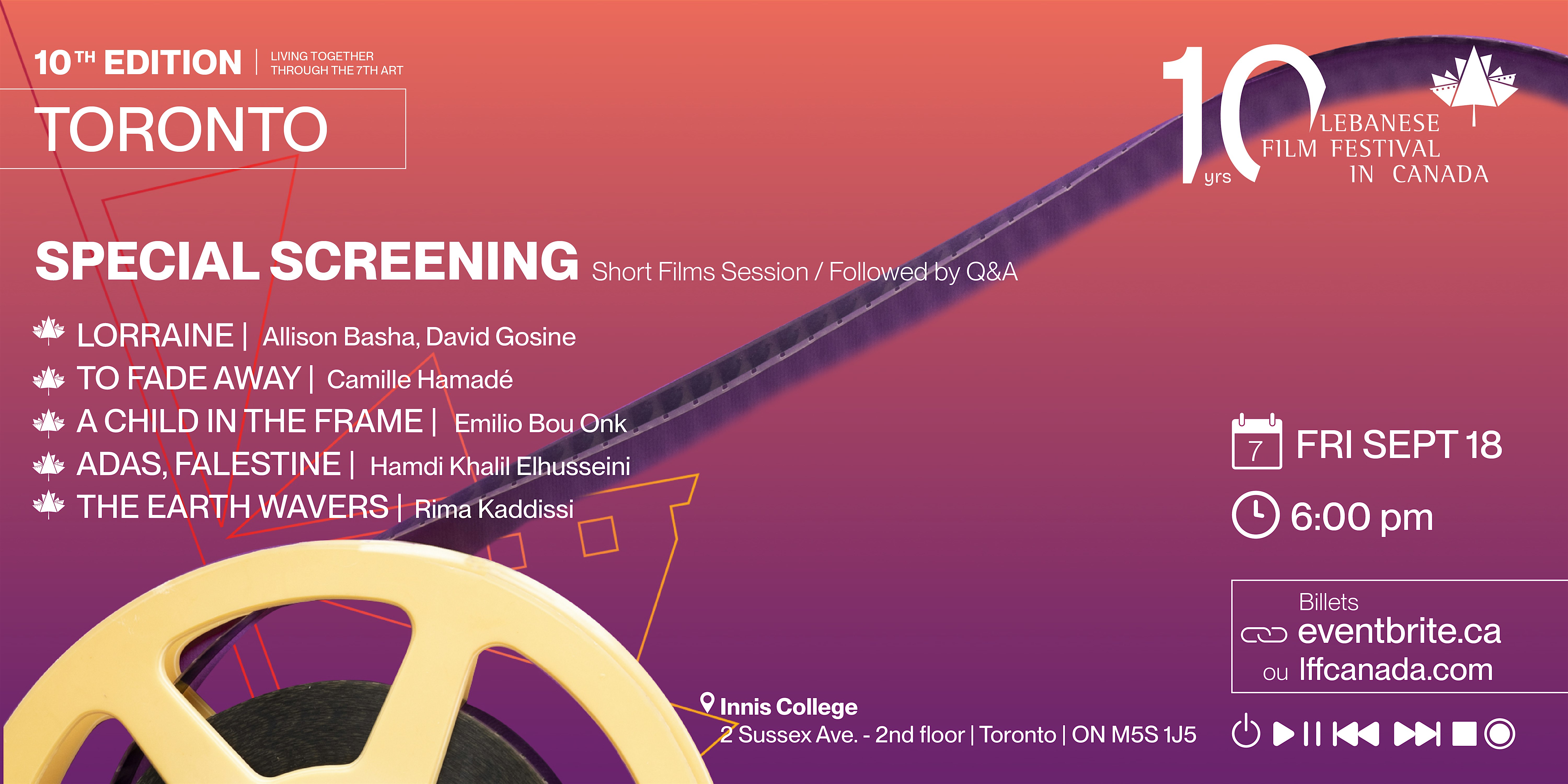 Toronto - Short Films Session - Innis College - LFFC