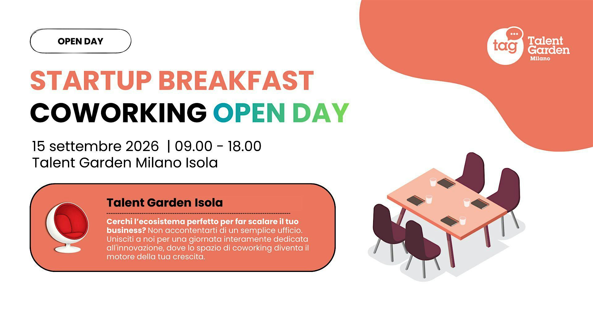 Startup Breakfast & Coworking Open Day | Talent Garden Milano Isola