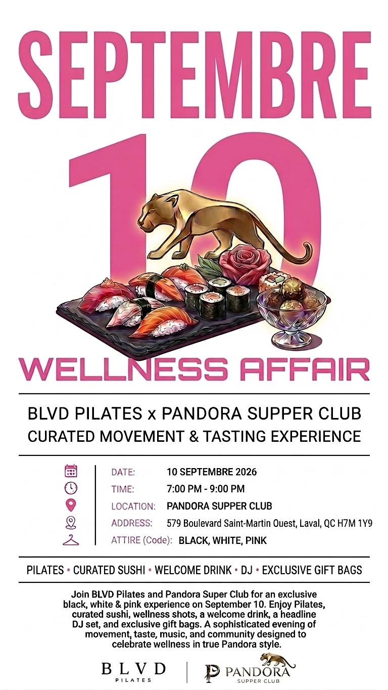 Pilates & Sushi Night in Laval | BLVD Pilates x Pandora