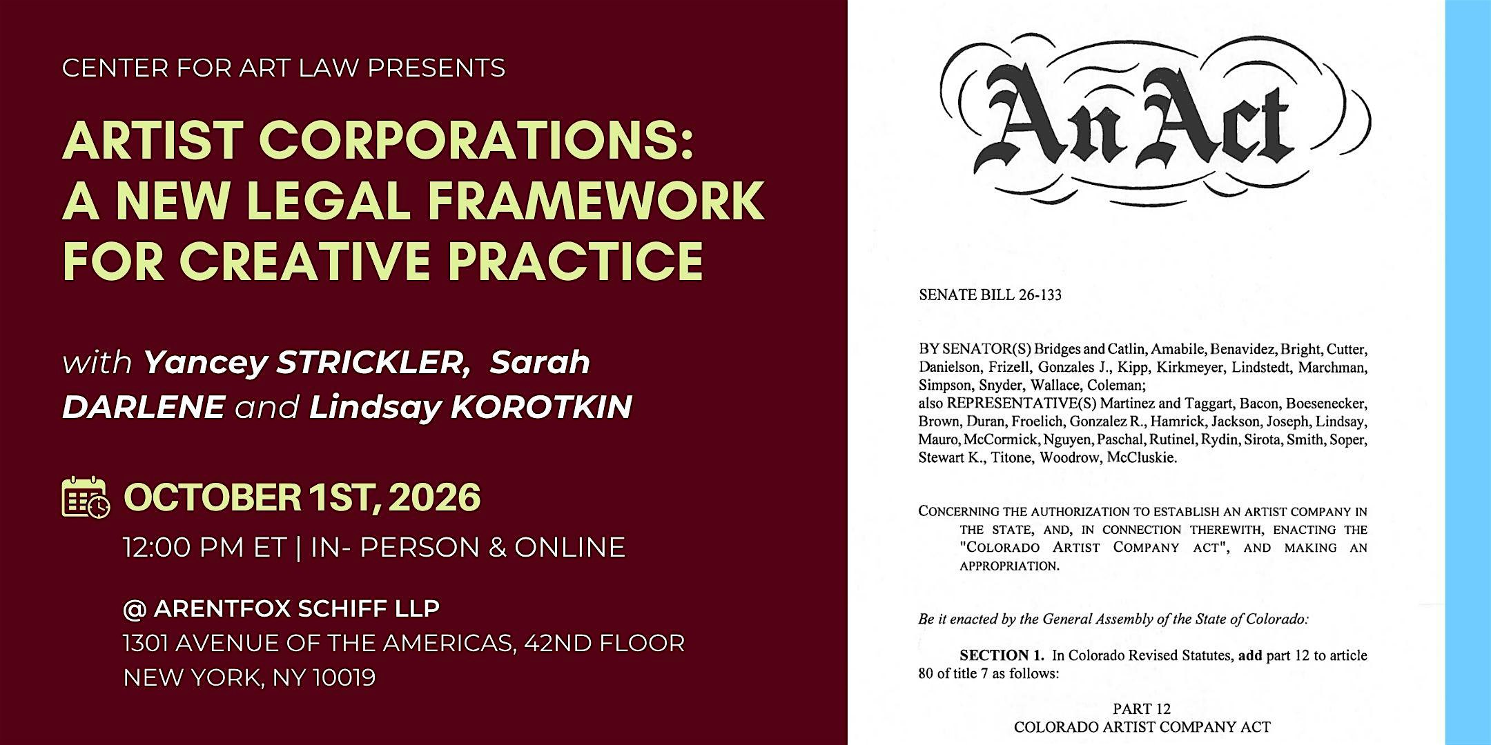 Artist Corporations: A New Legal Framework for Creative Practice
