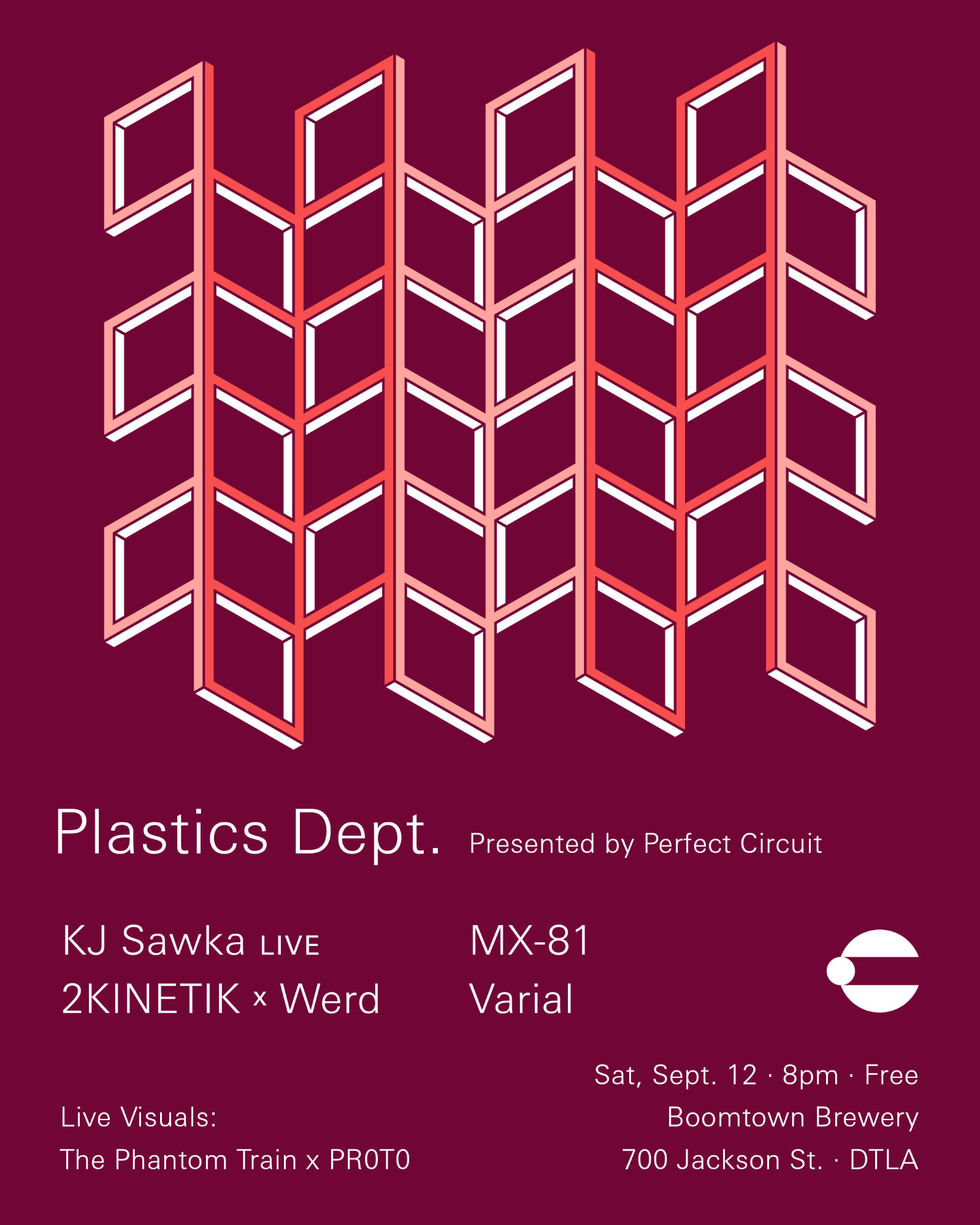 Perfect Circuit presents Plastics Dept. feat KJ Sawka LIVE, 2KINETIK x Werd, Varial, MX-81