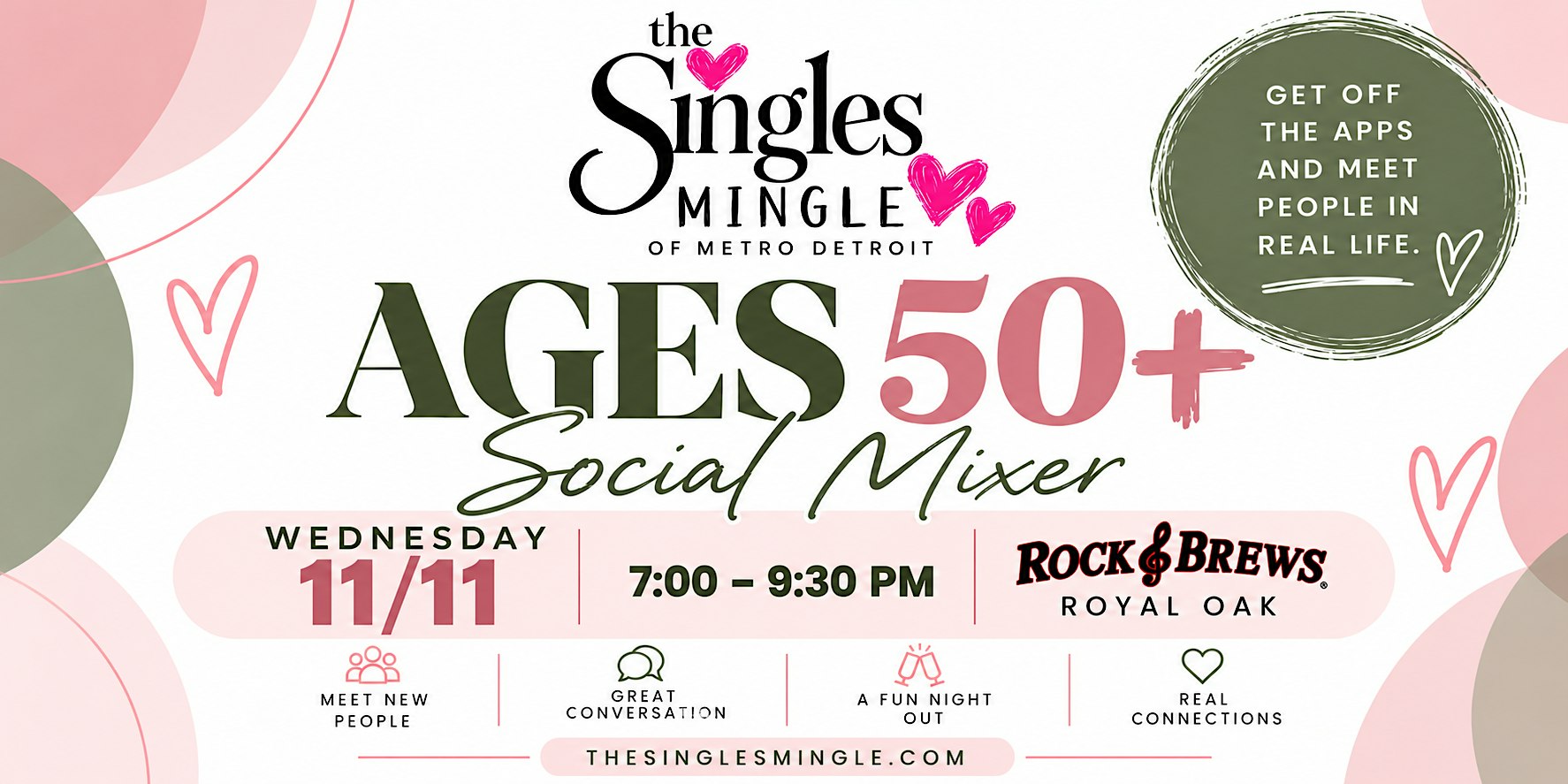 The Singles Mingle | Ages 50+ Social Mixer at Rock & Brews in Royal Oak