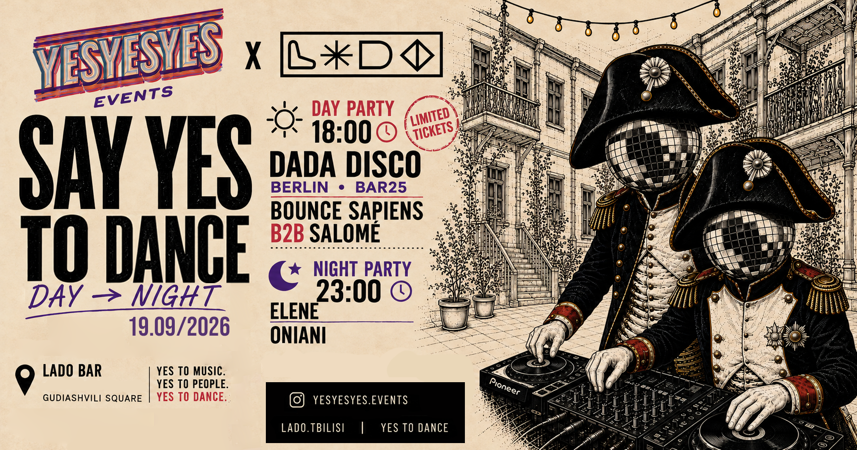 yesyesyes events- Dayparty- Dada Disco, BOUNCE SAPIENS, salomé,Oniani, Elene