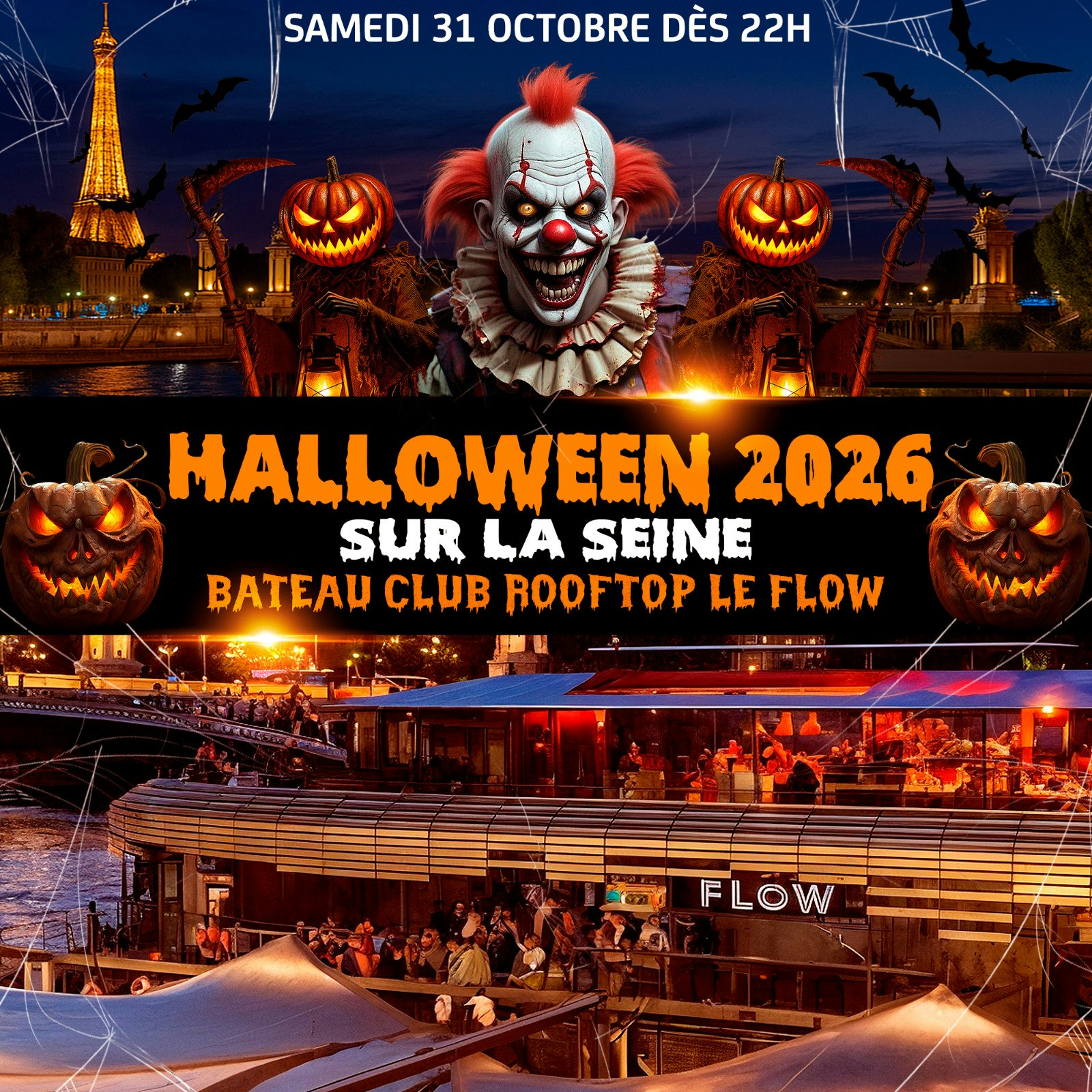 Halloween Boat Rooftop club party hanté géante