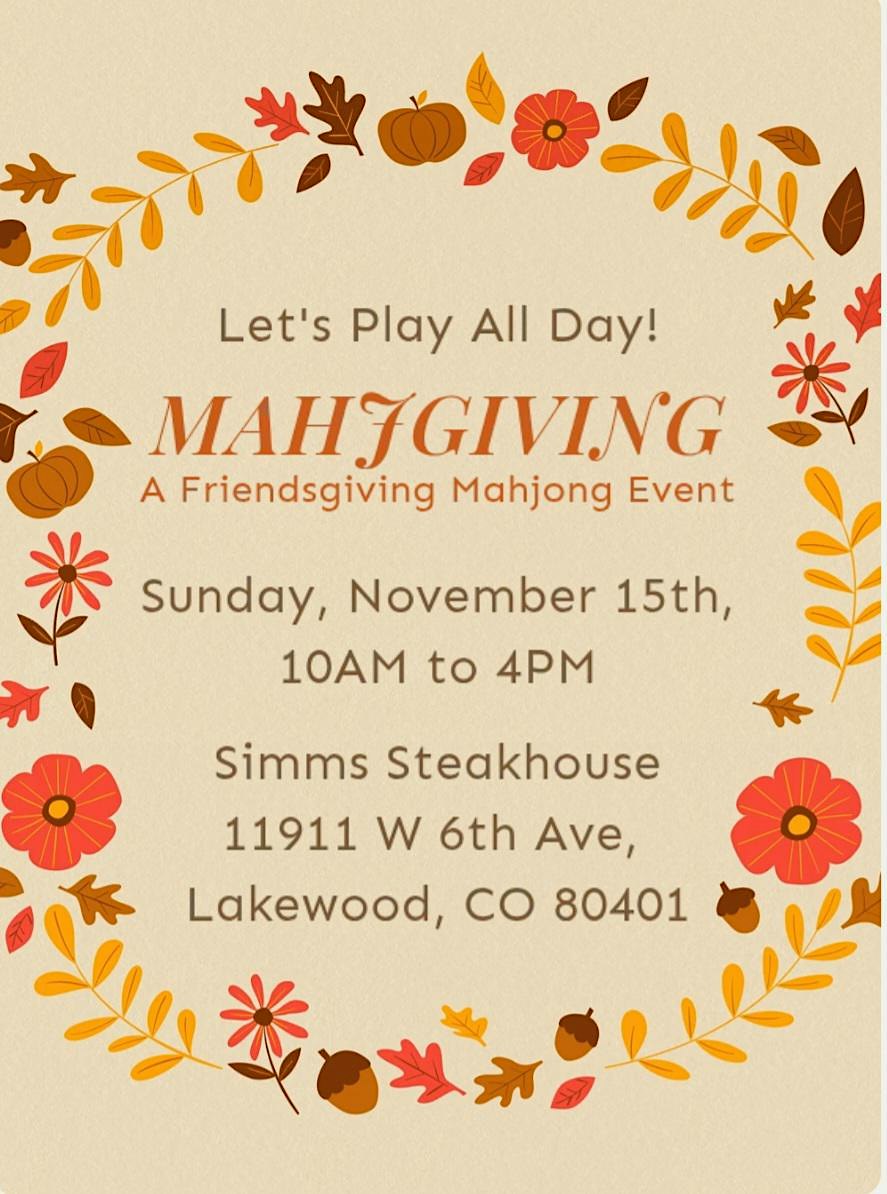 Mahjgiving - Social Mahjong Open Play In Denver
