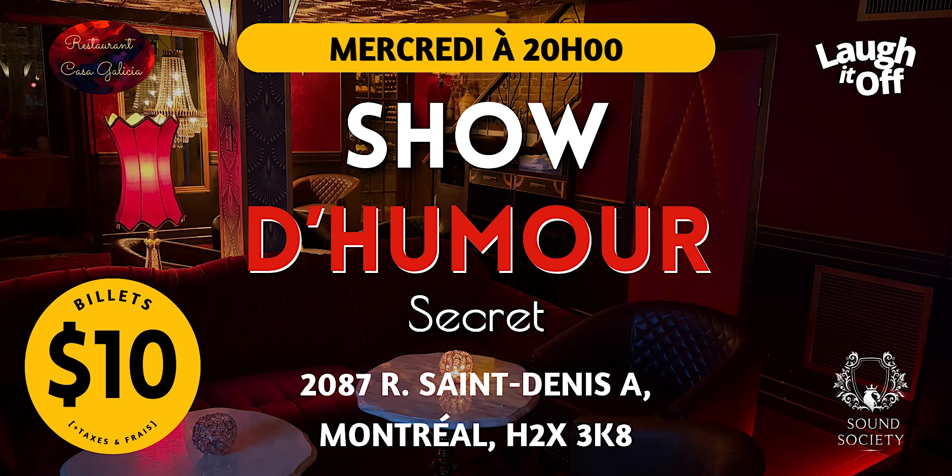 MERCREDI Soirée Standup Pro | Comedy Show Secret à Montréal (FRANÇAIS)