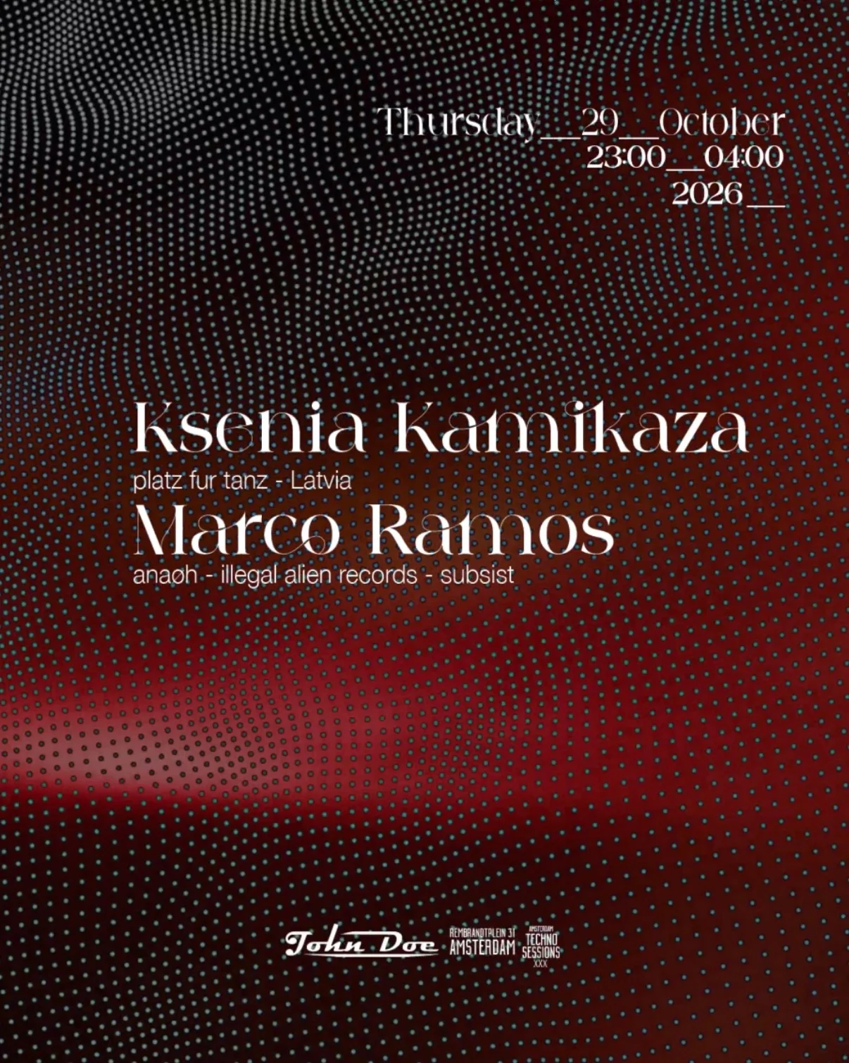 Amsterdam Techno Sessions W/Ksenia Kamikaza (Platz Fur Tanz)