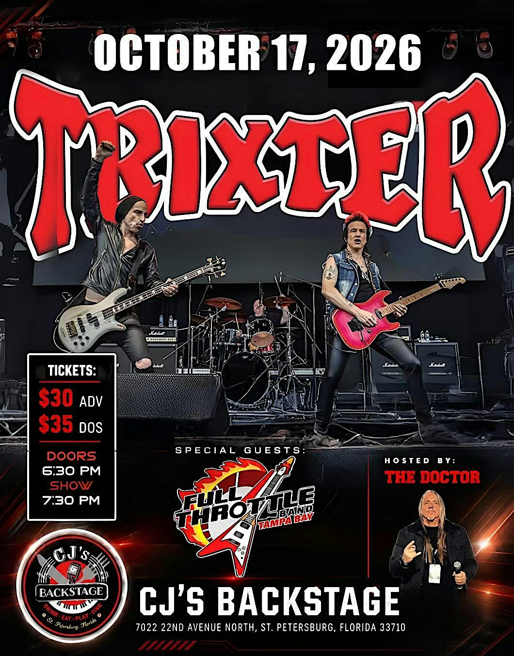 TRIXTER with Special Guest Full Throttle Band Tampa Bay & Permacrush