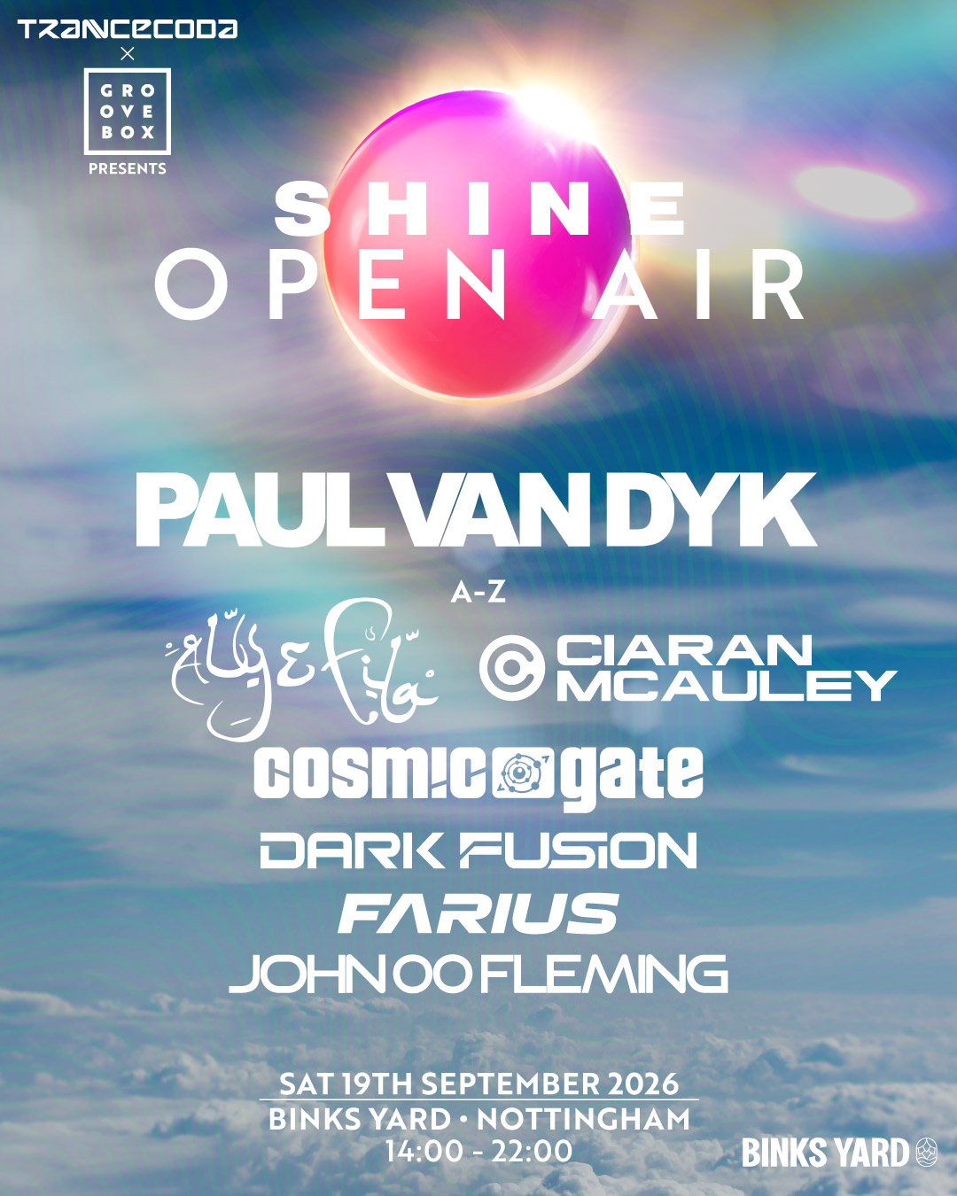 Paul Van Dyk Open Air - Trancecoda X Groovebox X Shine at Binks