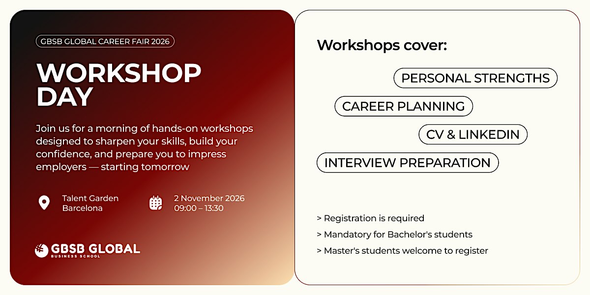 GBSB Global Career Fair 2026 — Workshop Day | Barcelona