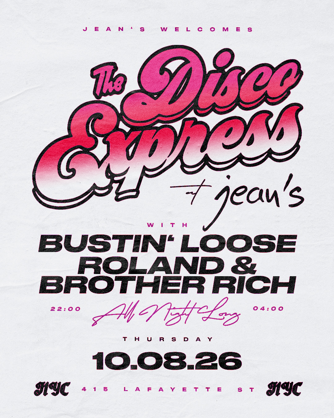 The Disco Express x Jean's: NYC