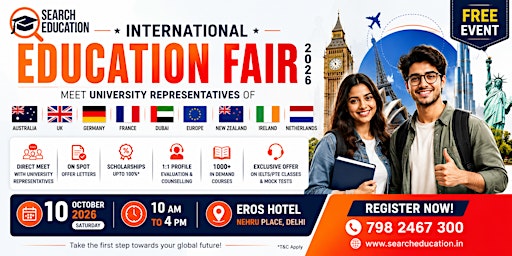 International Education Fair 2026 | Study Abroad Fair in Delhi | Free Entry