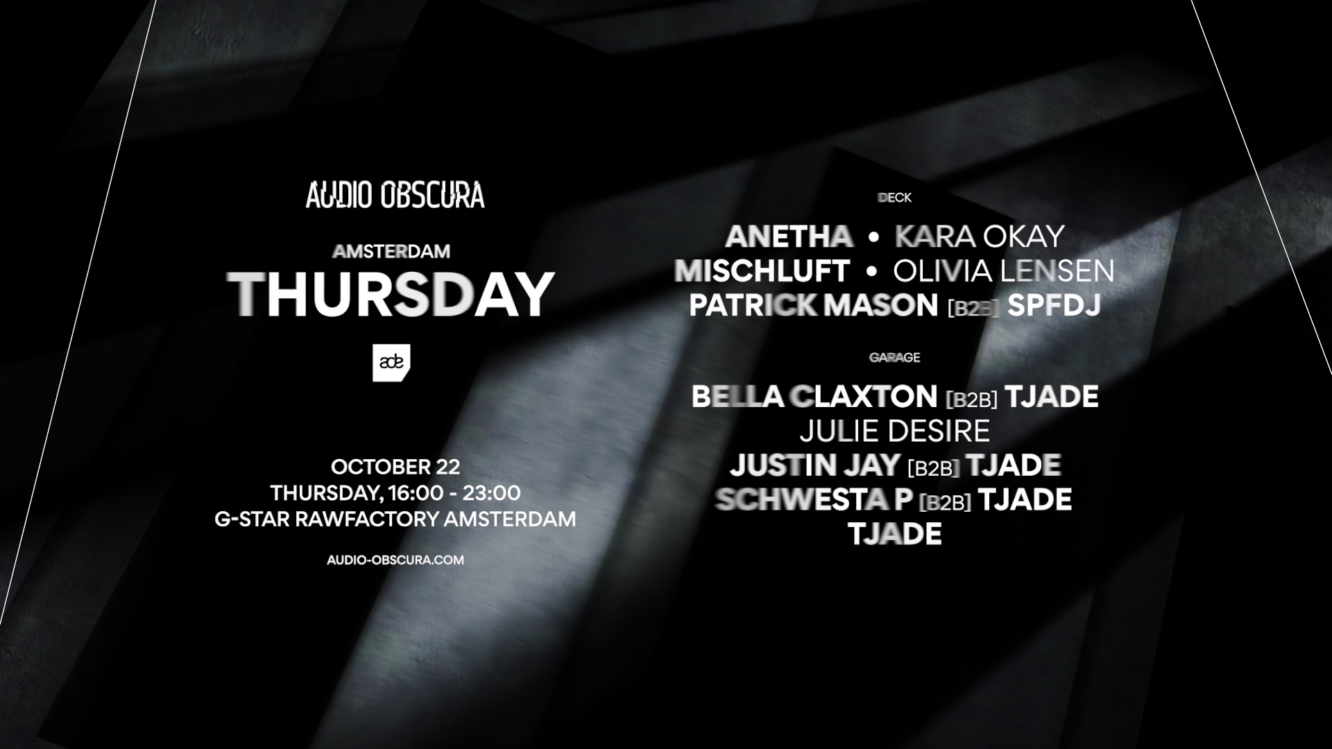 Audio Obscura ADE with Patrick Mason [B2B] SPFDJ & More