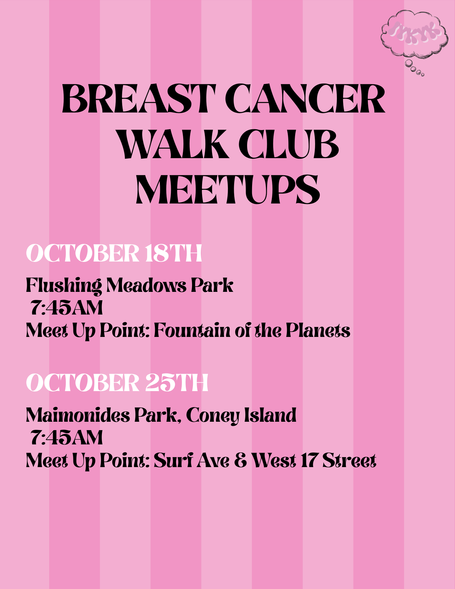 Queens Breast Cancer Walk Club Meetup