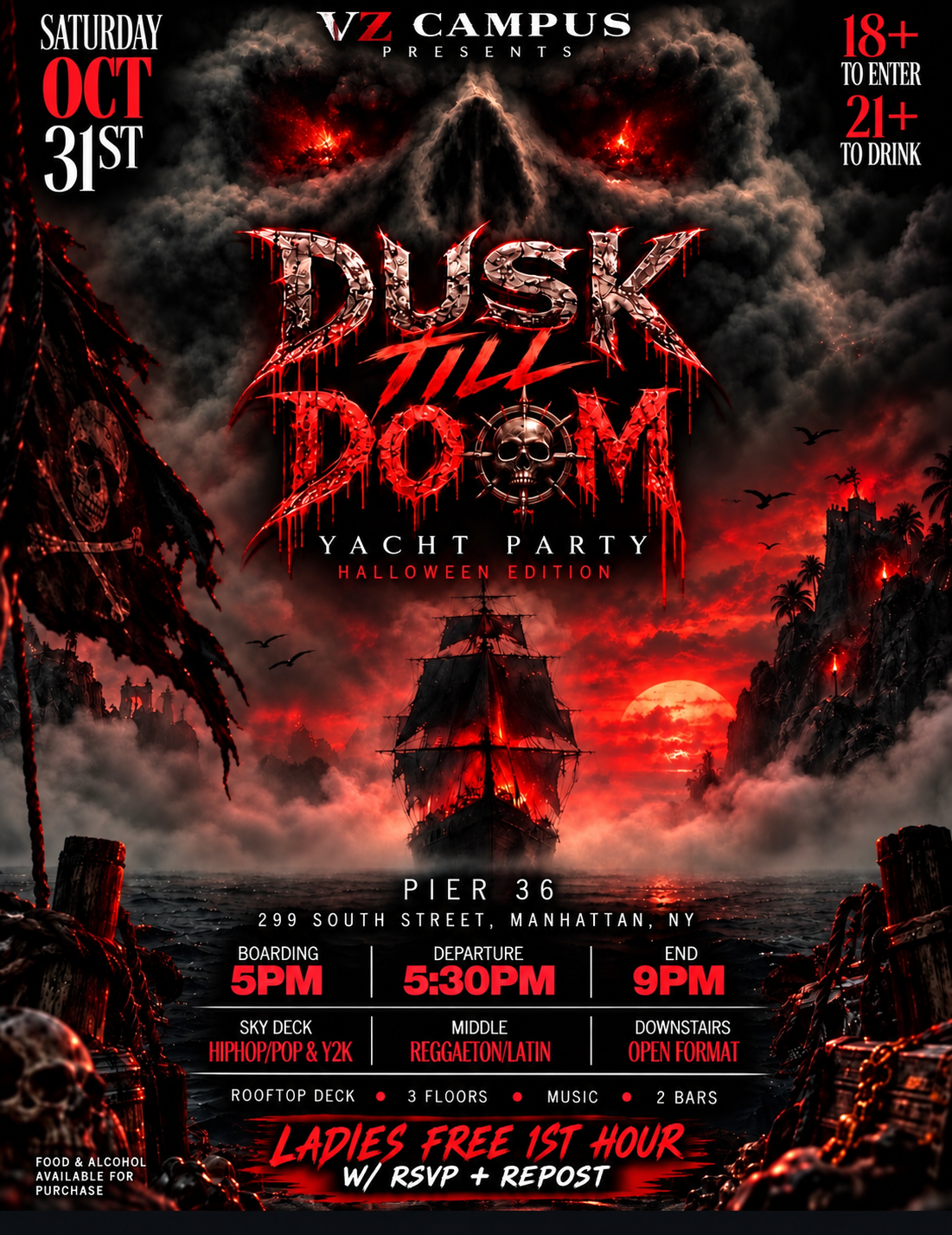 DUSK TILL DOOM 
(Yacht Party)
halloween Edition