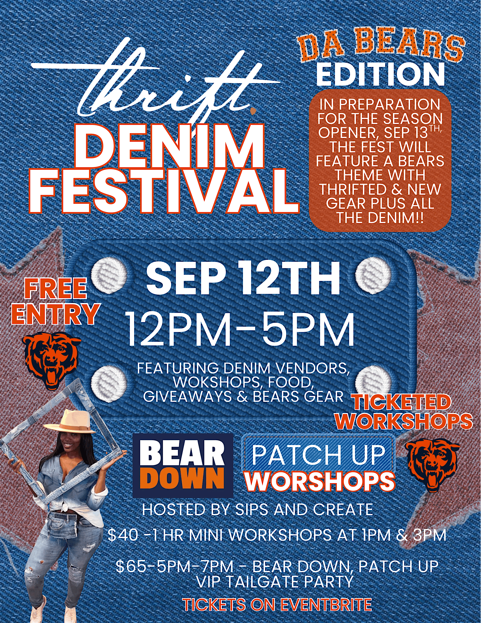 Denim Festival & Bear Down Patch Up Tailgate