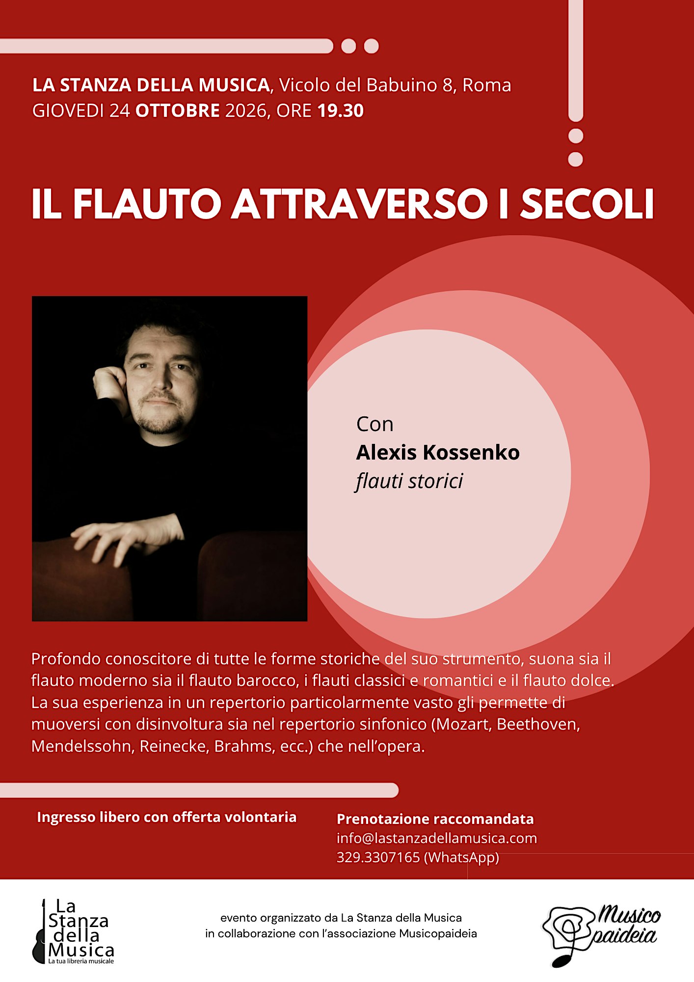 Alexis Kossenko in concerto, flauti storici