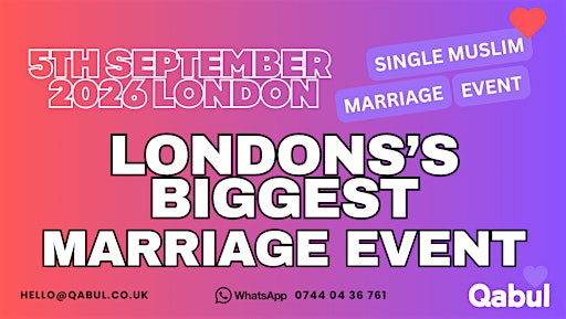 London - MUSLIM MARRIAGE EVENT | 1-to-1 Single Muslim Meetup | 5th Sept