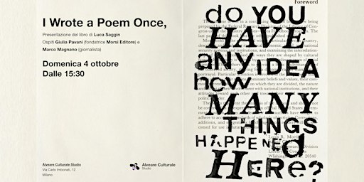 I Wrote a Poem Once, - Presentazione del libro e incontro con l'autore