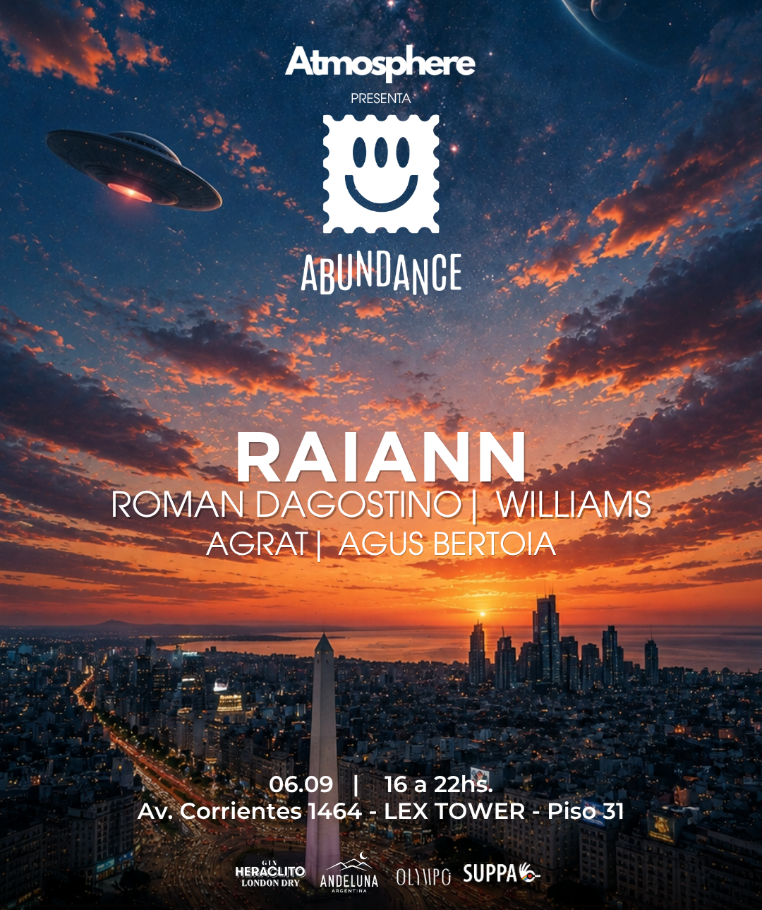 Raiann, Sunset Atmosphere, Olympo Sky Bar, Microcentro Buenos Aires