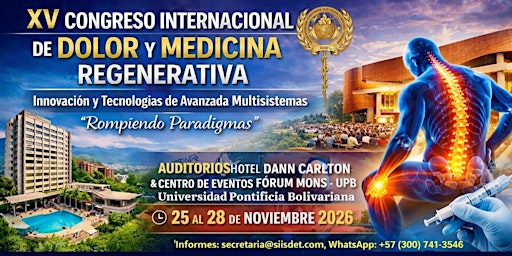 XV Congreso Internacional de Dolor y Medicina Regenerativa – SIISDET  2026