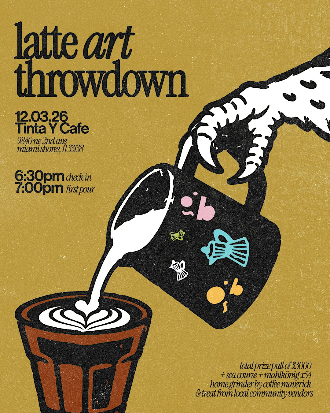 Tinta y Cafe Art Basel latte art throwdown .