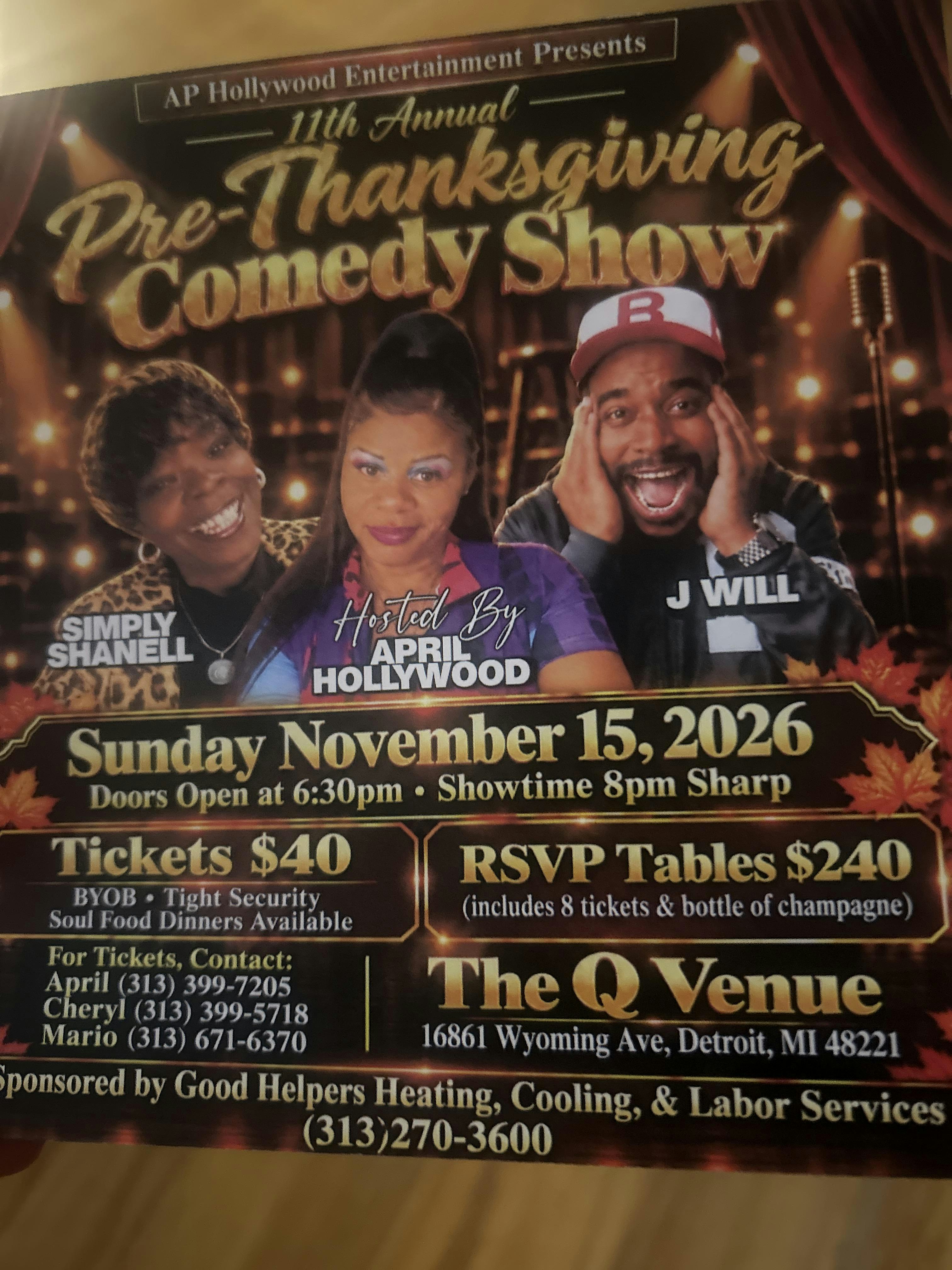 The 11th  Annual Pre Thanksgiving Comedy Show