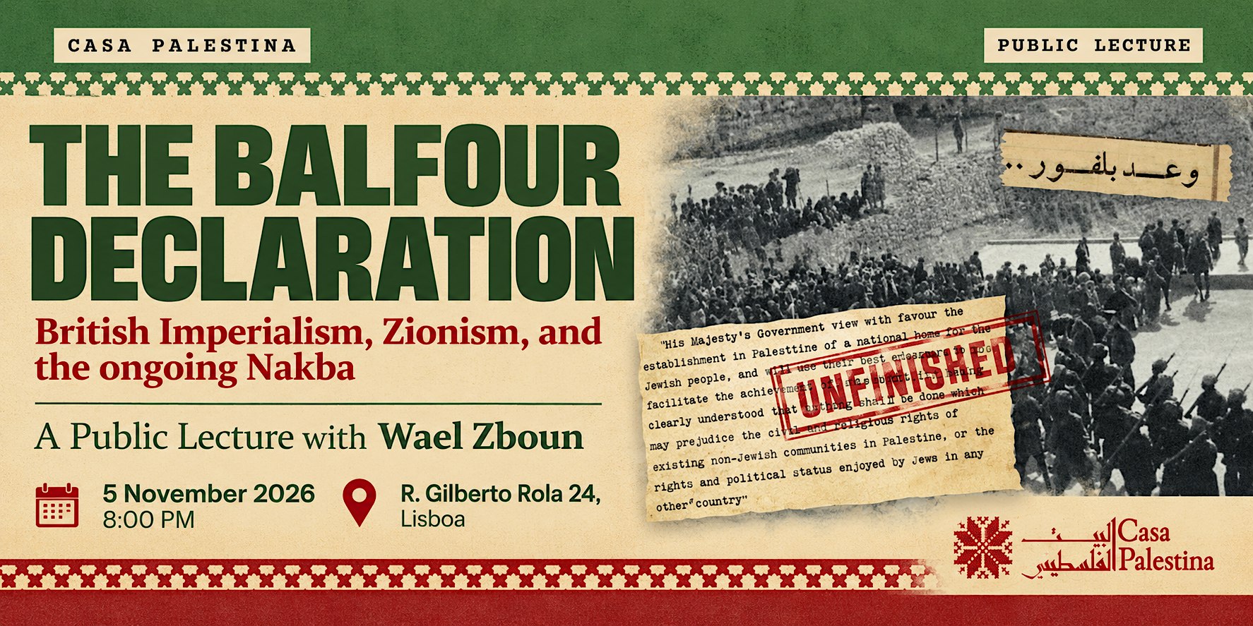 The Balfour Declaration- Public Lecture & Open Discussion