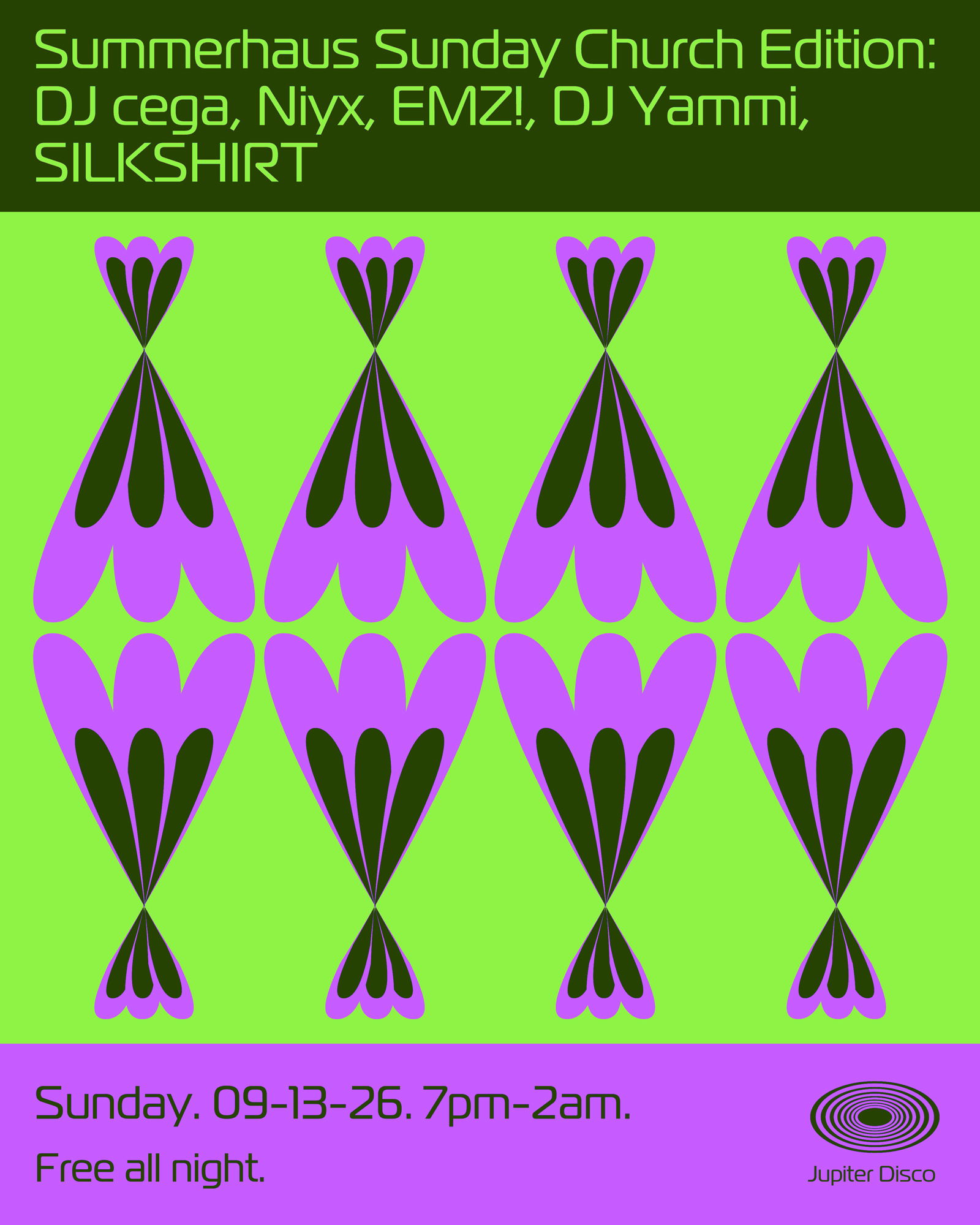 Summerhaus Sunday Church Edition: DJ cega, Niyx, EMZ!, DJ Yammi, silkshirt
