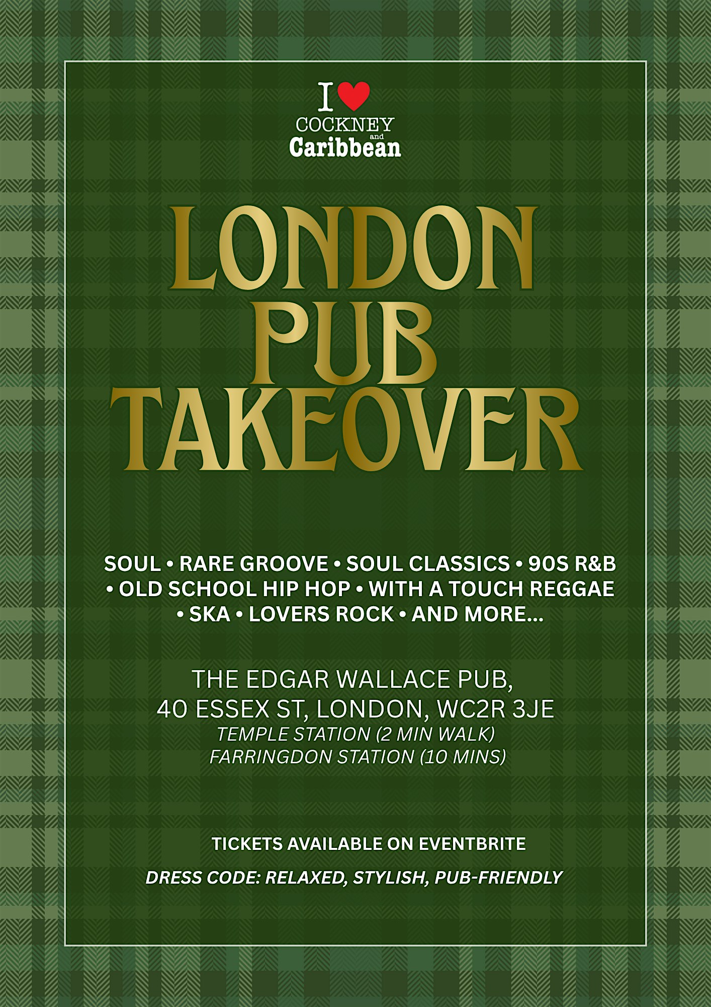 Cockney and Caribbean | London Pub Takeover | Edgar Wallace Pub 7th Nov