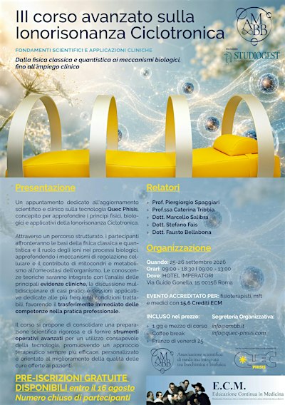 PRE-ISCRIZIONE - III corso avanzato sulla Ionorisonanza Ciclotronica