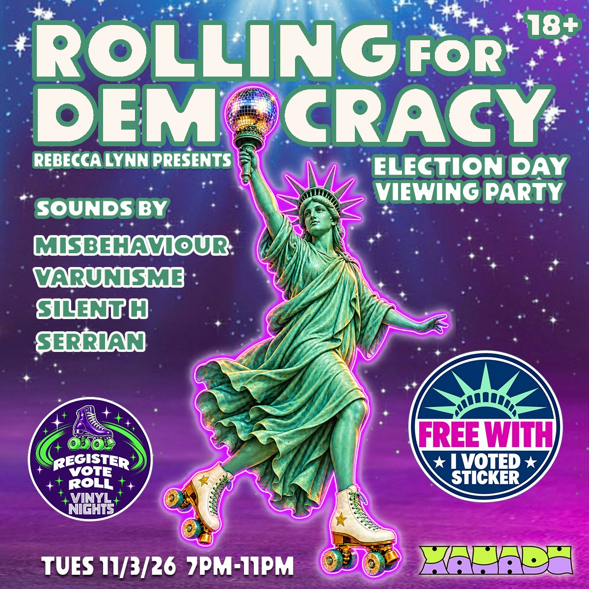 Rolling for Democracy - Election Day Viewing Party w/ Misbehaviour, Varunisme, Silent H & Serrian (skate)