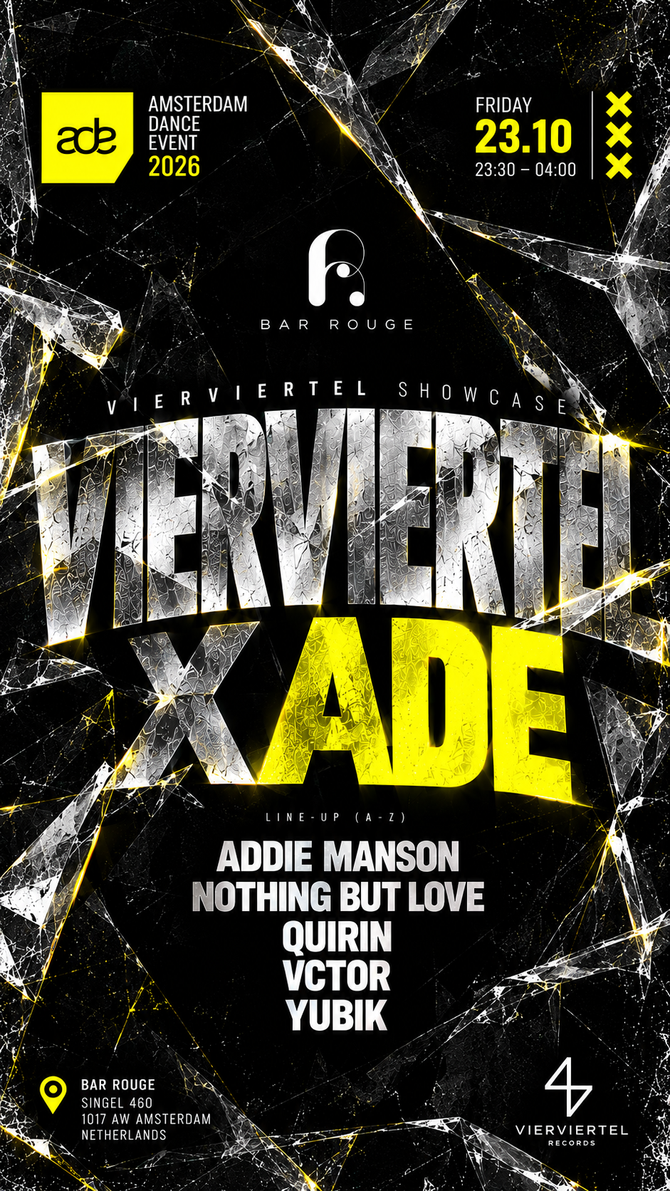 VIERVIERTEL x ADE presents: Addie Manson, ¥UB1K, ν¢тσя, Nothing But Love, QUIRIN