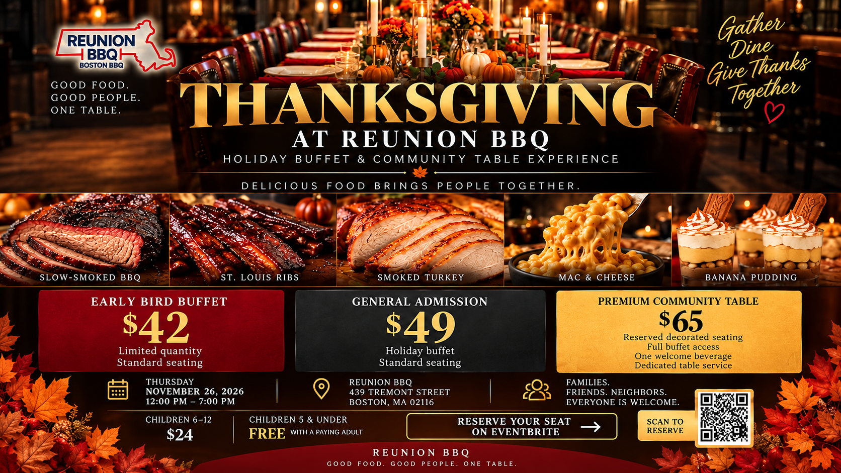 Thanksgiving at Reunion BBQ: Holiday Buffet & Community Table