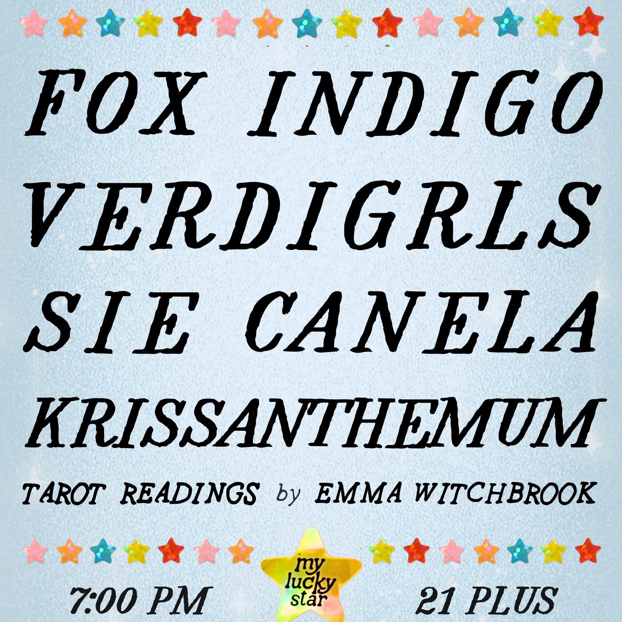 Fox Indigo, Verdigrls, Sie Canela, and Krissanthemum