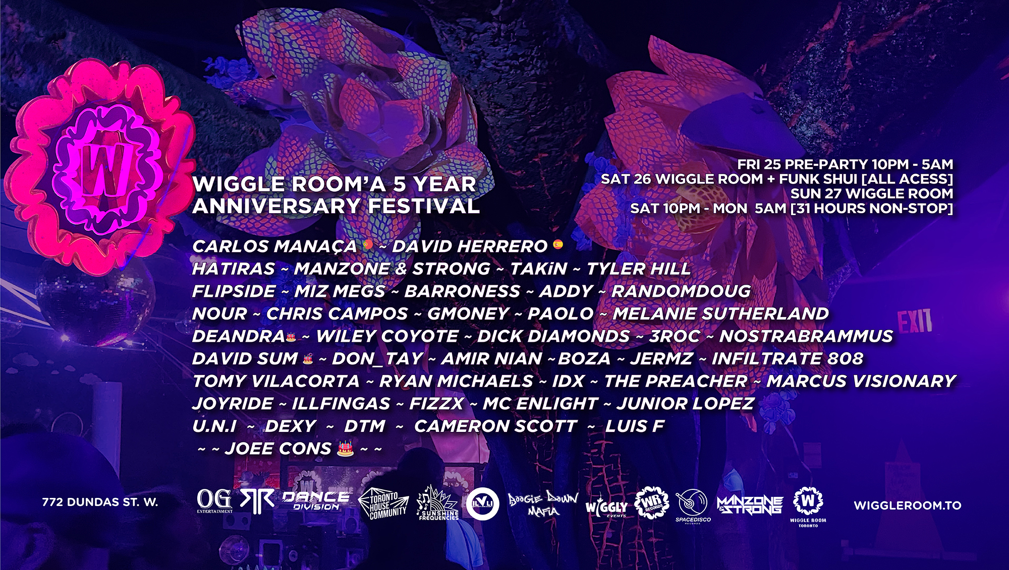 Wiggle Room's 5 Year Anniversary Festival (Pre Party + 31-Hour Main Event)