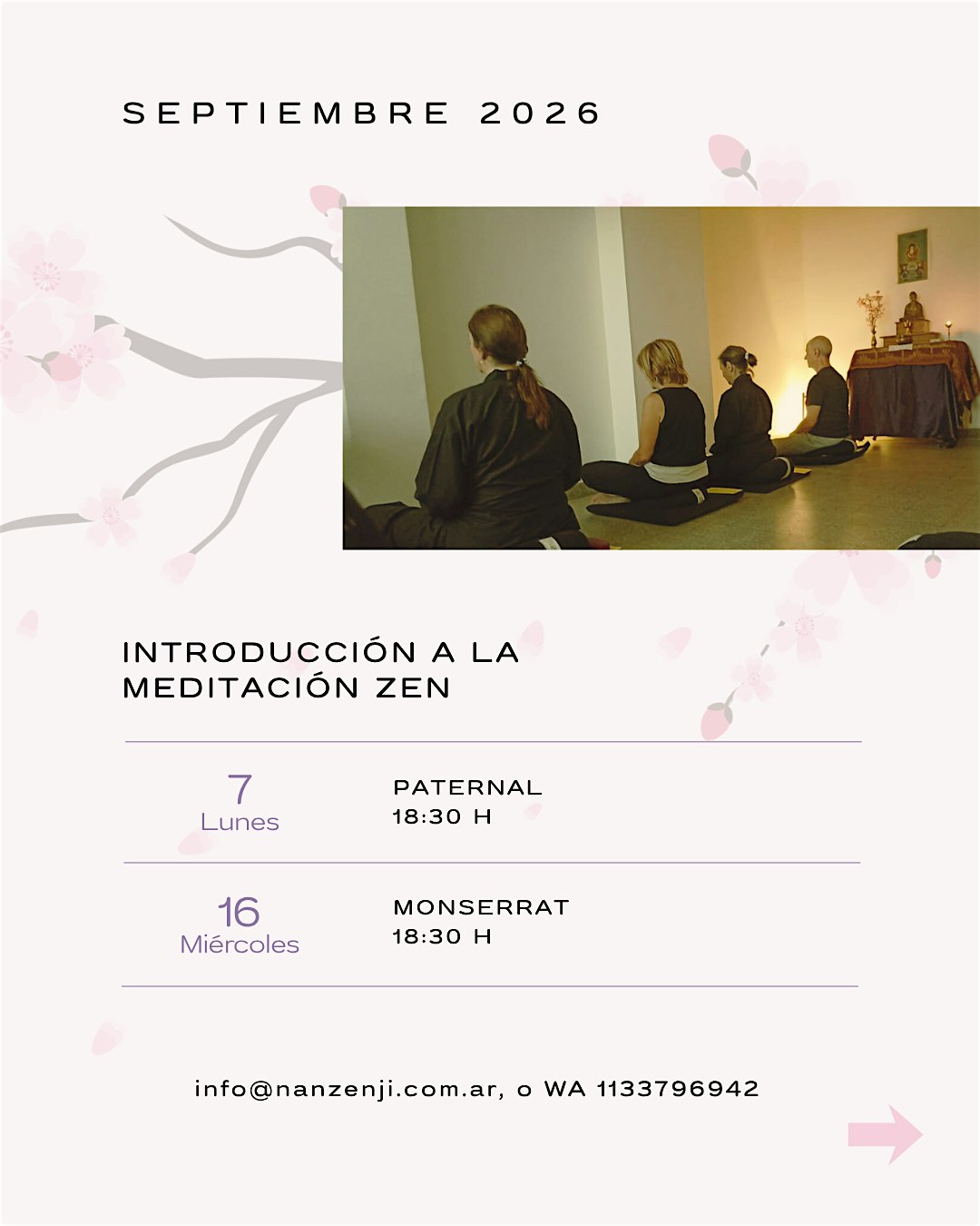 Introducción  Meditación Zen -OCTUBRE- MIERCOLES  14-Dojo Monserrat