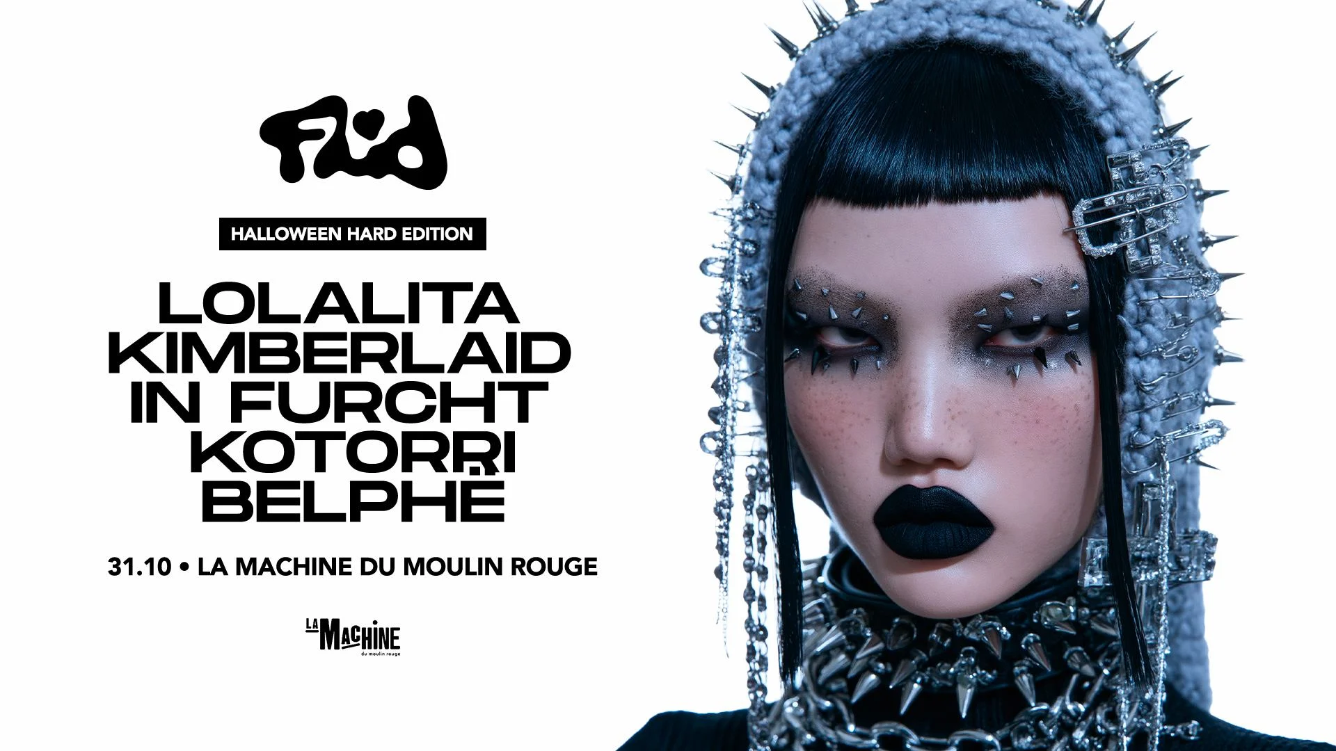 😈 Fluid s’empare de la Machine du Moulin Rouge pour Halloween avec un line-up 100 % hard music. Viens faire la fête avec Belphë, In Furcht, Lolalita & more. Prends ta place avant qu’il ne soit trop tard 🎟️