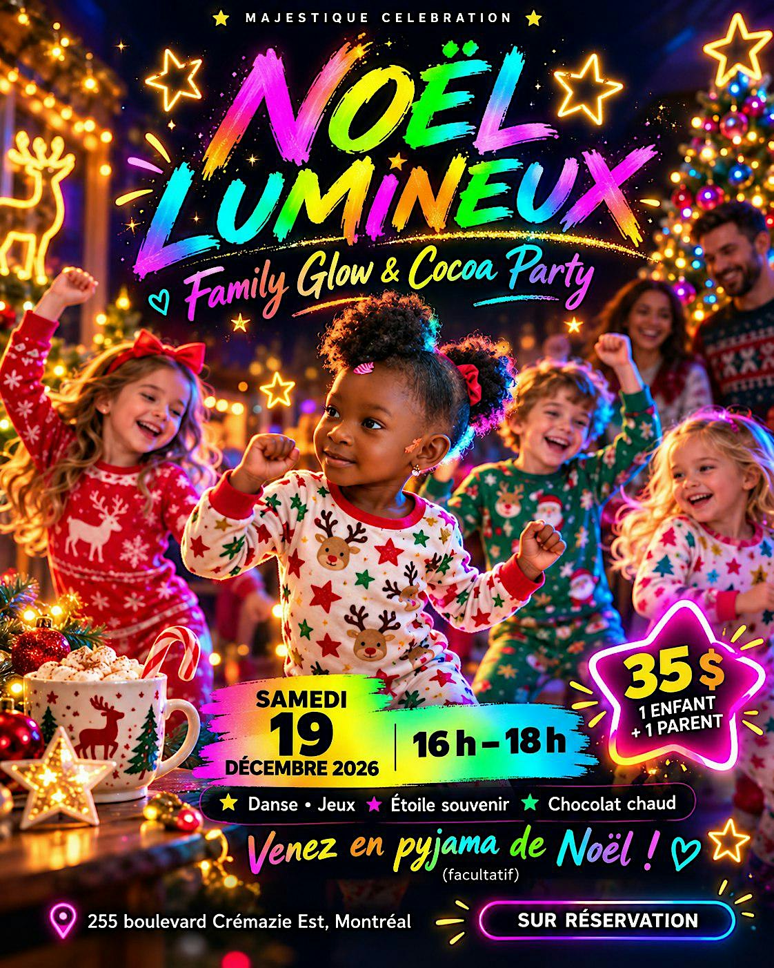 Noël lumineux chez Majestique — Family Glow & Cocoa Party