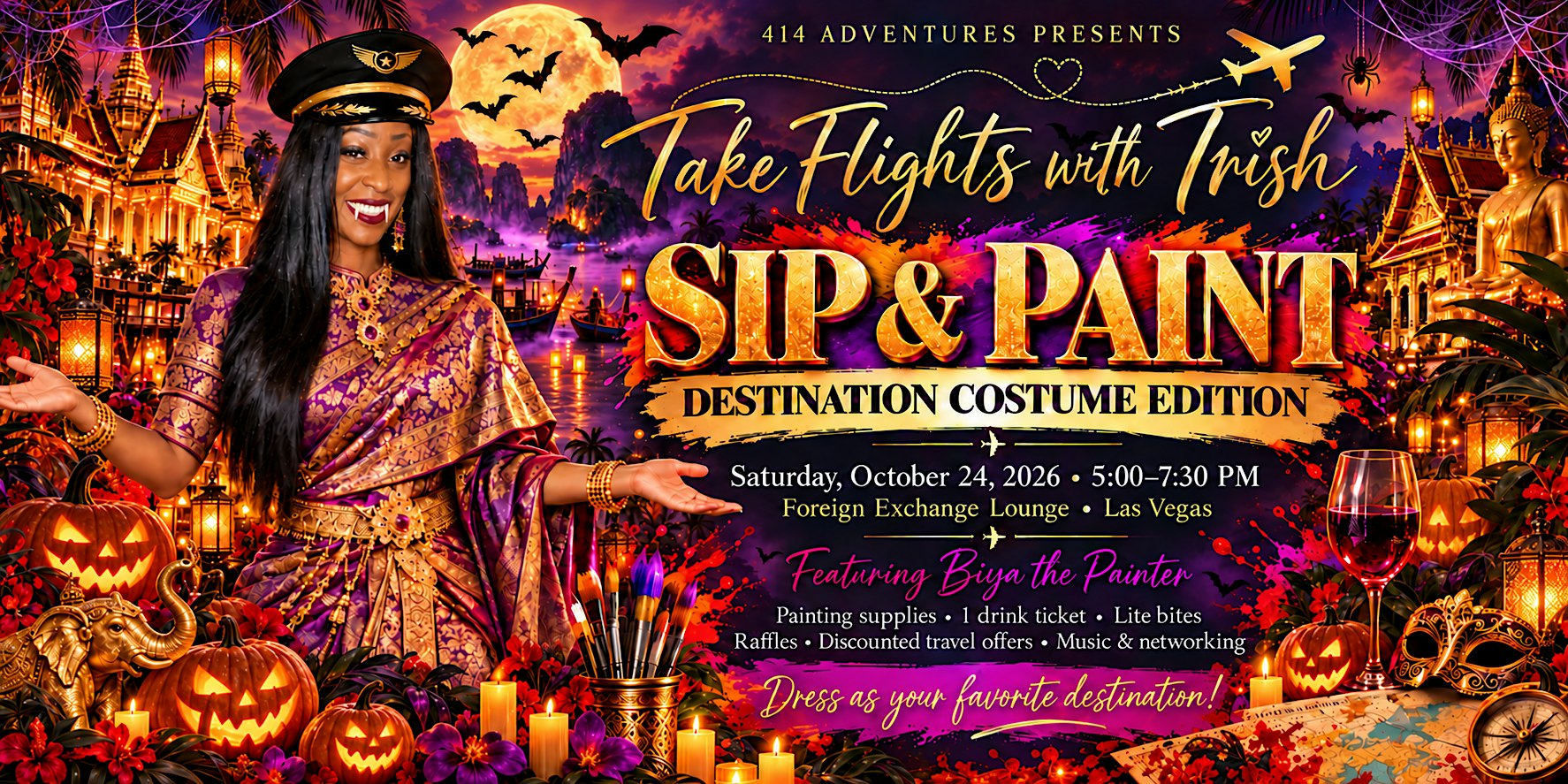 Take Flights with Trish: Sip & Paint Destination Costume Edition
