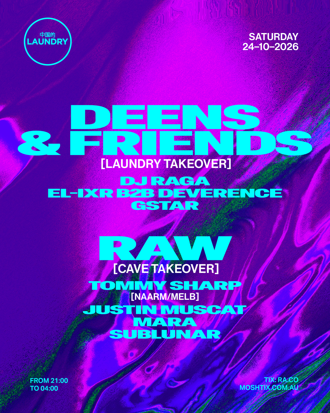 Chinese Laundry Invites Deens & FRIENDS + RAW FT Tommy Sharp [NAARM/MELB]